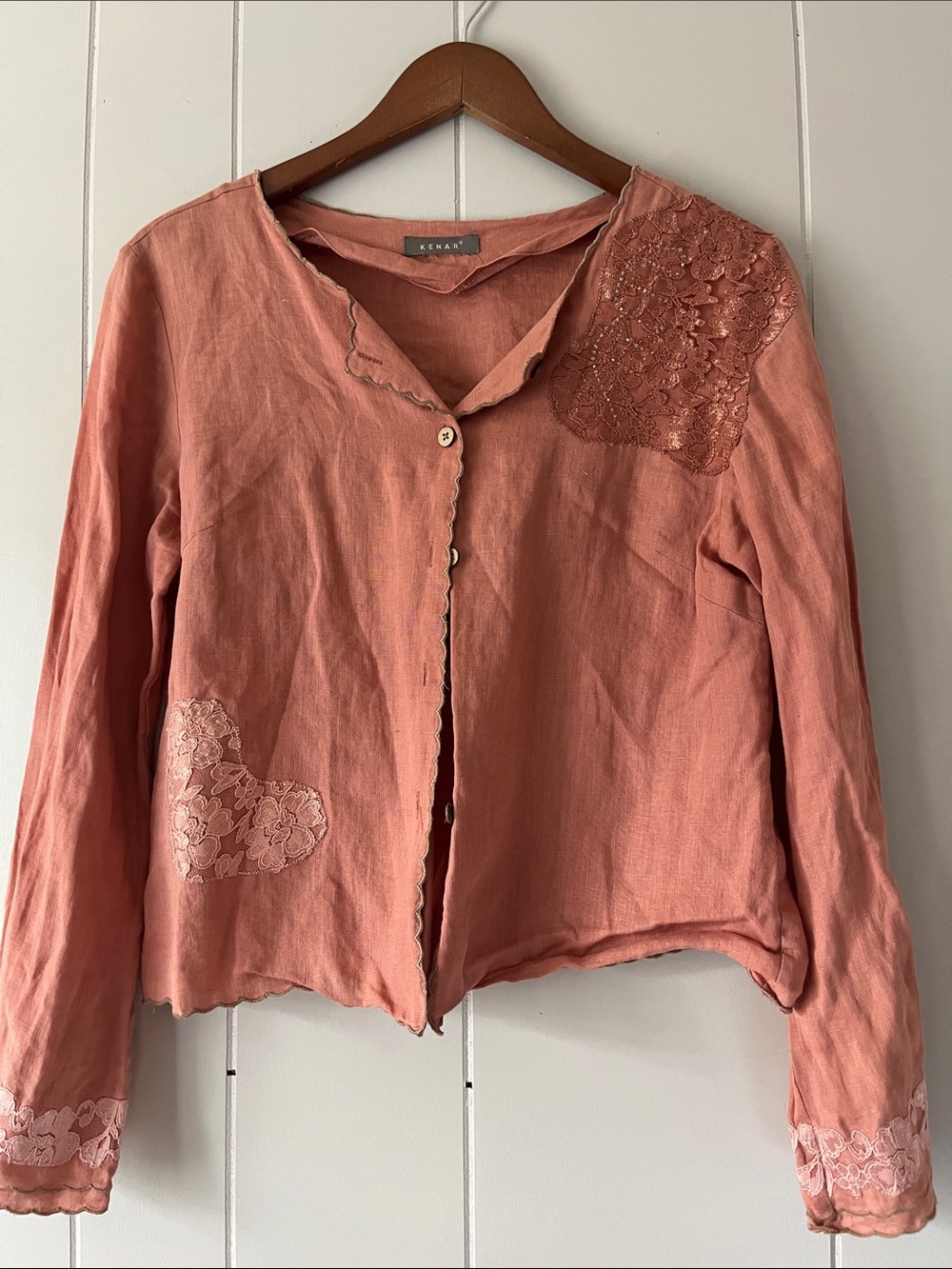 Kenar Coral Lace-Panel Button-Front Shirt